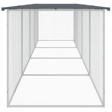 Coteț pui cu acoperiș, antracit, 403x98x90 cm, oțel galvanizat - Img 4