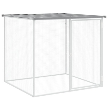 Coteț pui cu acoperiș gri deschis 103x98x90 cm oțel galvanizat - Img 2
