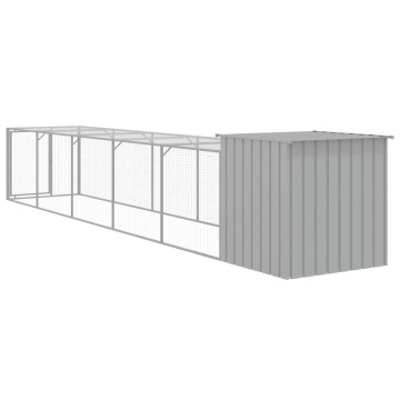 Coteț pui cu incintă gri deschis 110x609x110 cm oțel galvanizat - Img 8