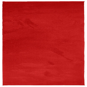 Covor „OVIEDO”, fire scurte, roșu, 120x120 cm - Img 2