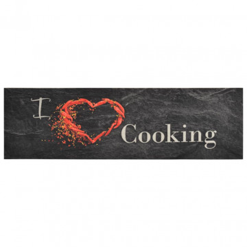 Covor de bucătărie lavabil Cooking, negru, 45x150 cm, catifea - Img 1
