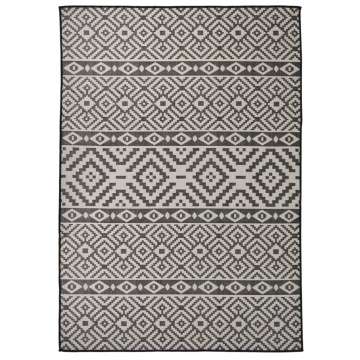 Covor de exterior, dungi negre, 140x200 cm, țesătură plată - Img 1