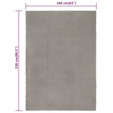 Covor dreptunghiular, gri, 160x230 cm, bumbac - Img 5