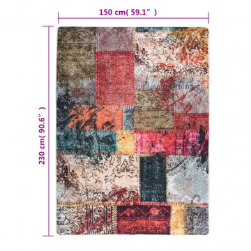 Covor lavabil, mozaic multicolor, 150x230 cm, anti-alunecare - Img 5