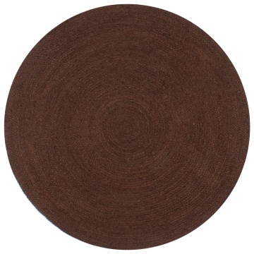 Covor manual, maro, 120 cm, iută, rotund - Img 1