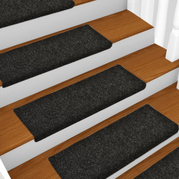Covorașe scări, 10 buc., negru, 65x25 cm, cusătură punch - Img 8