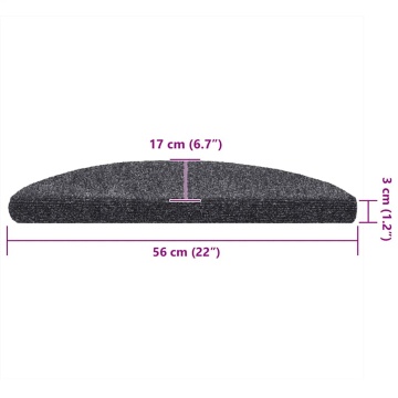 Covorașe scări autoadezive 10 buc. gri închis 56x17x3 cm punch - Img 9