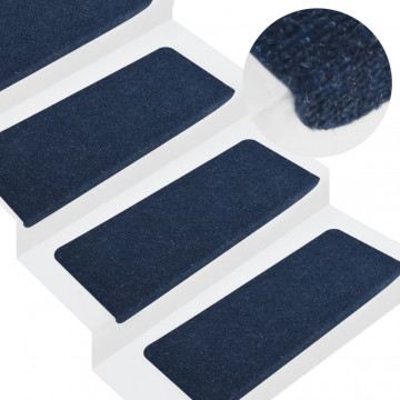 Covorașe scări autoadezive, 15 buc., albastru, 65x24,5x3,5 cm - Img 1