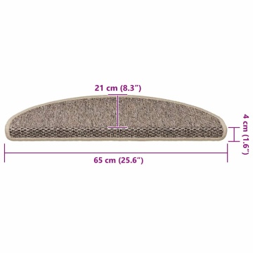 Covorașe scări autoadezive, 15 buc. bej închis, 65x21x4cm sisal - Img 8