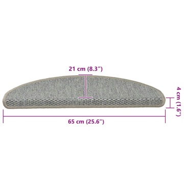 Covorașe scări autoadezive, 15 buc. gri 65x21x4 cm, sisal - Img 9