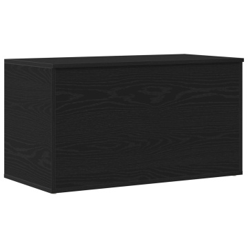 Cufăr de depozitare Negru Stejar 84x42x46 cm din lemn - Img 2
