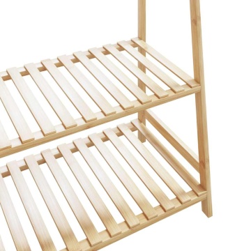 Cuier pentru haine cu rafturi, 110x40x180 cm, bambus - Img 6
