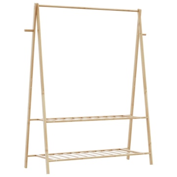 Cuier pentru haine cu rafturi, 132x45,5x150,5 cm, bambus - Img 5