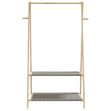 Cuier pentru haine cu rafturi, 96x45,5x150,5 cm, bambus - Img 4