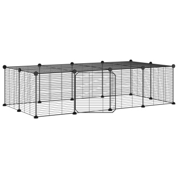 Cușcă animale de companie cu ușă 20 panouri negru 35x35 cm oțel - Img 2