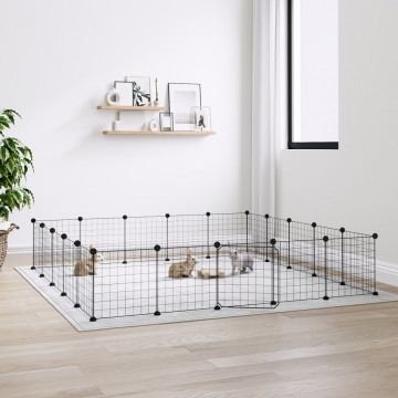 Cușcă animale de companie cu ușă 20 panouri negru 35x35 cm oțel - Img 1