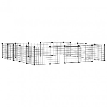 Cușcă animale de companie cu ușă 20 panouri negru 35x35 cm oțel - Img 2