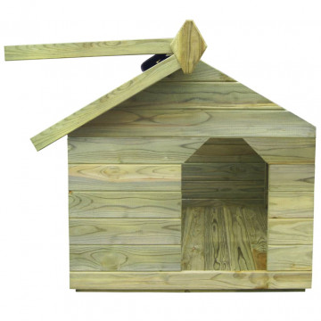 Cușcă câine grădină, acoperiș detașabil, lemn pin tratat - Img 4