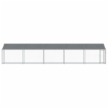 Cușcă câini cu acoperiș și ușă, gri, 10x2x2 m, oțel galvanizat - Img 4