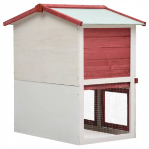 Cușcă de iepuri pentru exterior, 3 uși, roșu, lemn - Img 7