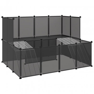 Cușcă pentru animale mici, negru, 143x107x93 cm, PP și oțel - Img 2