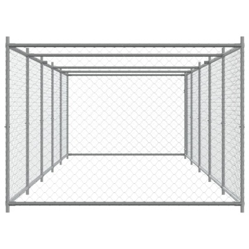 Cușcă pentru câini cu ușă, gri, 10x2x1,5 m, oțel galvanizat - Img 8