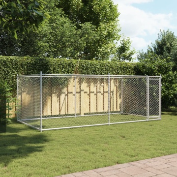 Cușcă pentru câini cu ușă, gri, 4x2x1,5 m, oțel galvanizat - Img 3