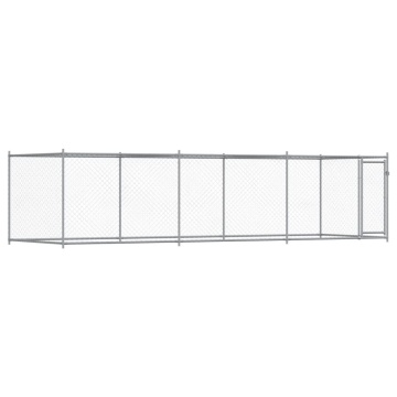 Cușcă pentru câini cu ușă, gri, 6x2x1,5 m, oțel galvanizat - Img 2