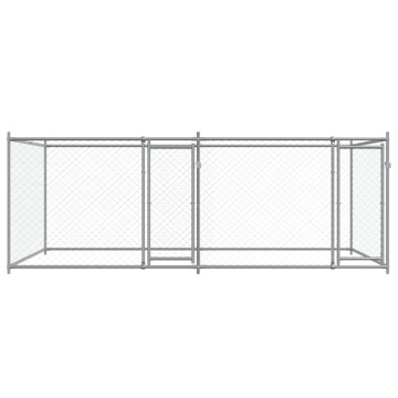 Cușcă pentru câini cu uși, gri, 4x2x1,5 m, oțel galvanizat - Img 4