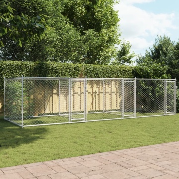 Cușcă pentru câini cu uși, gri, 6x2x1,5 m, oțel galvanizat - Img 3