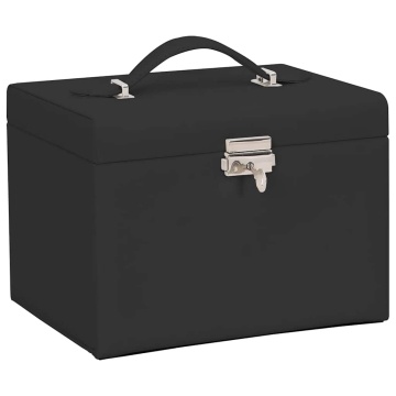 Cutie de bijuterii cu 4 straturi cu oglindă încuiată neagră - Img 2