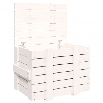 Cutie de depozitare, alb, 58x40,5x42 cm, lemn masiv de pin - Img 2