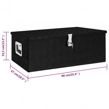 Cutie de depozitare, negru, 90x47x33,5 cm, aluminiu - Img 6