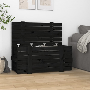 Cutie de depozitare, negru, 91x40,5x42 cm, lemn masiv de pin - Img 1