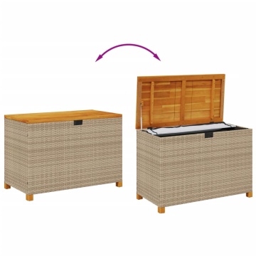 Cutie depozitare grădină bej 110x55x63 cm lemn acacia poliratan - Img 6