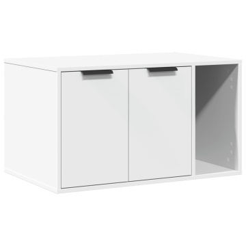 Cutie litieră pisici alb 80x50x45 cm lemn prelucrat - Img 2