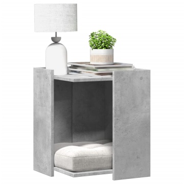 Cutie litieră pisici gri beton 42x42x51 cm lemn prelucrat - Img 1