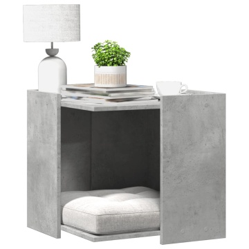 Cutie litieră pisici gri beton 53x53x51 cm lemn prelucrat - Img 1