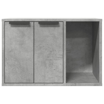 Cutie litieră pisici gri beton 60x40x40 cm lemn prelucrat - Img 8