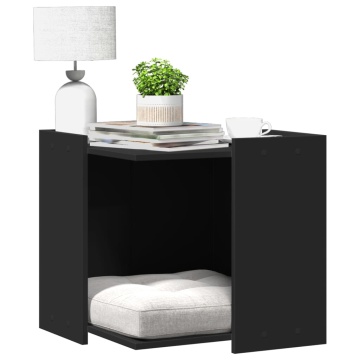 Cutie litieră pisici negru 53x53x51 cm lemn prelucrat - Img 1
