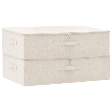 Cutii de depozitare 2 buc. crem 70x40x18 cm material textil - Img 2