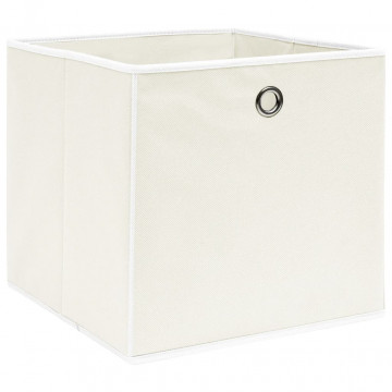 Cutii de depozitare, 4 buc., alb, 32x32x32 cm, textil - Img 1