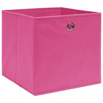 Cutii depozitare, 10 buc., roz, 32x32x32 cm, textil - Img 2