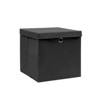 Cutii depozitare cu capac, 4 buc., negru, 28x28x28 cm - Img 2