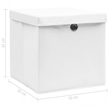 Cutii depozitare cu capace 10 buc. alb, 32x32x32 cm, textil - Img 5