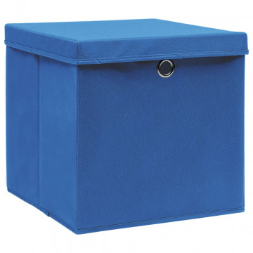 Cutii depozitare cu capace 10 buc. albastru 32x32x32 cm, textil - Img 2