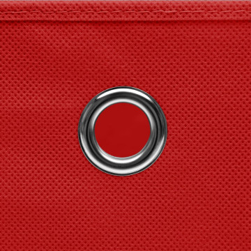 Cutii depozitare cu capace, 10 buc., roșu, 32x32x32 cm, textil - Img 6