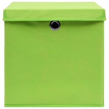 Cutii depozitare cu capace 10 buc. verde, 32x32x32 cm, textil - Img 4
