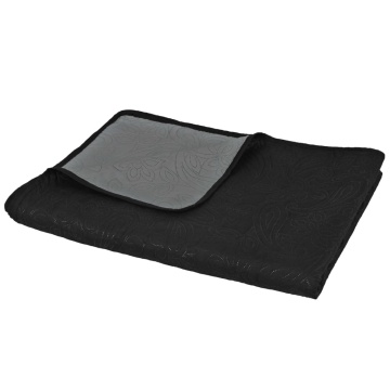 Cuvertură matlasată cu două fețe, 170x210 cm, gri și negru - Img 4