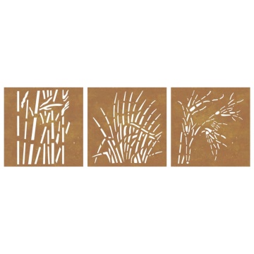 Decor de perete 3 buc. 55x55 cm model iarba oțel Corten - Img 4